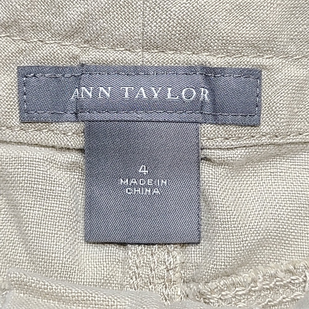 Ann Taylor Cargo Skirt Womens 4 Tan Linen Utility Mini Drawstring Pocket - Picture 3 of 6